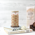 Frosted Ripple Taille Sipper 500ml| Hallu Hearts | 18oz Ripple Frosted Glass Tumbler with lid and straw