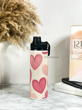 Tank-Sip Bottle 750ml | Candy Hearts Print | Leak Proof | Printed Bottle with Carry Hook, Durable & Stylish
