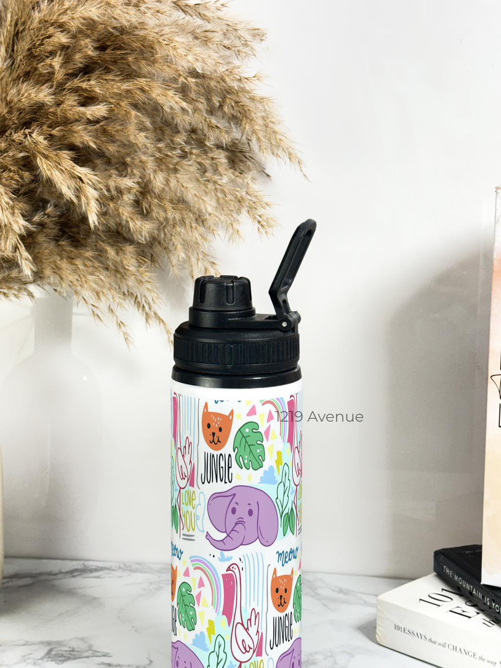 Tank-Sip Bottle 750ml | Jungle Safari Print | Leak Proof | Printed Bottle with Carry Hook, Durable & Stylish