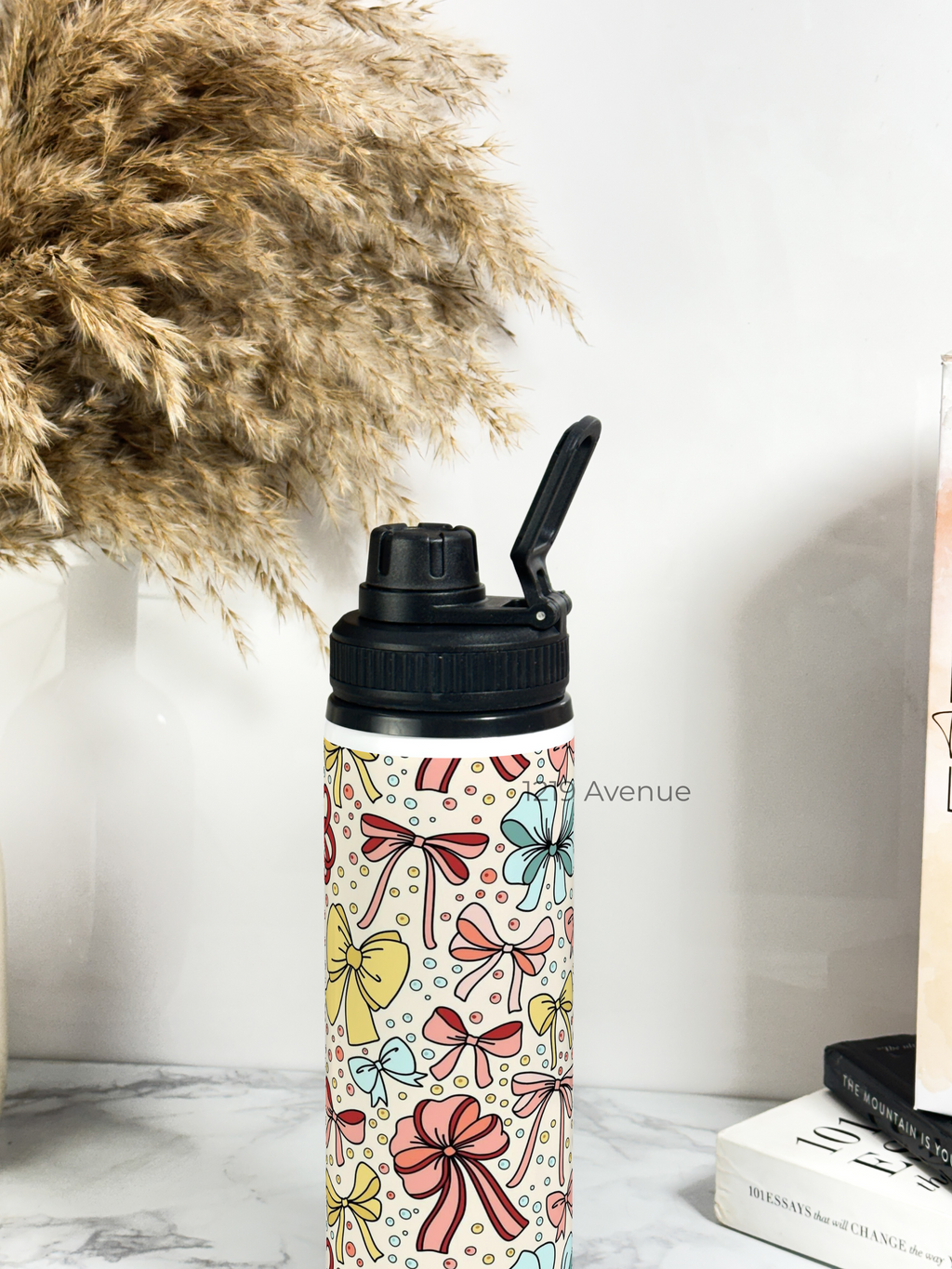Tank-Sip Bottle 750ml | Bows Beauty Print | Leak Proof | Printed Bottle with Carry Hook, Durable & Stylish