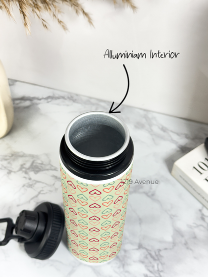 700ml Printed TANK-Sip Water Bottle | Hearts Match* Print | For Office, School, Sports | Sipper Bottle with Carry Hook, Durable & Stylish