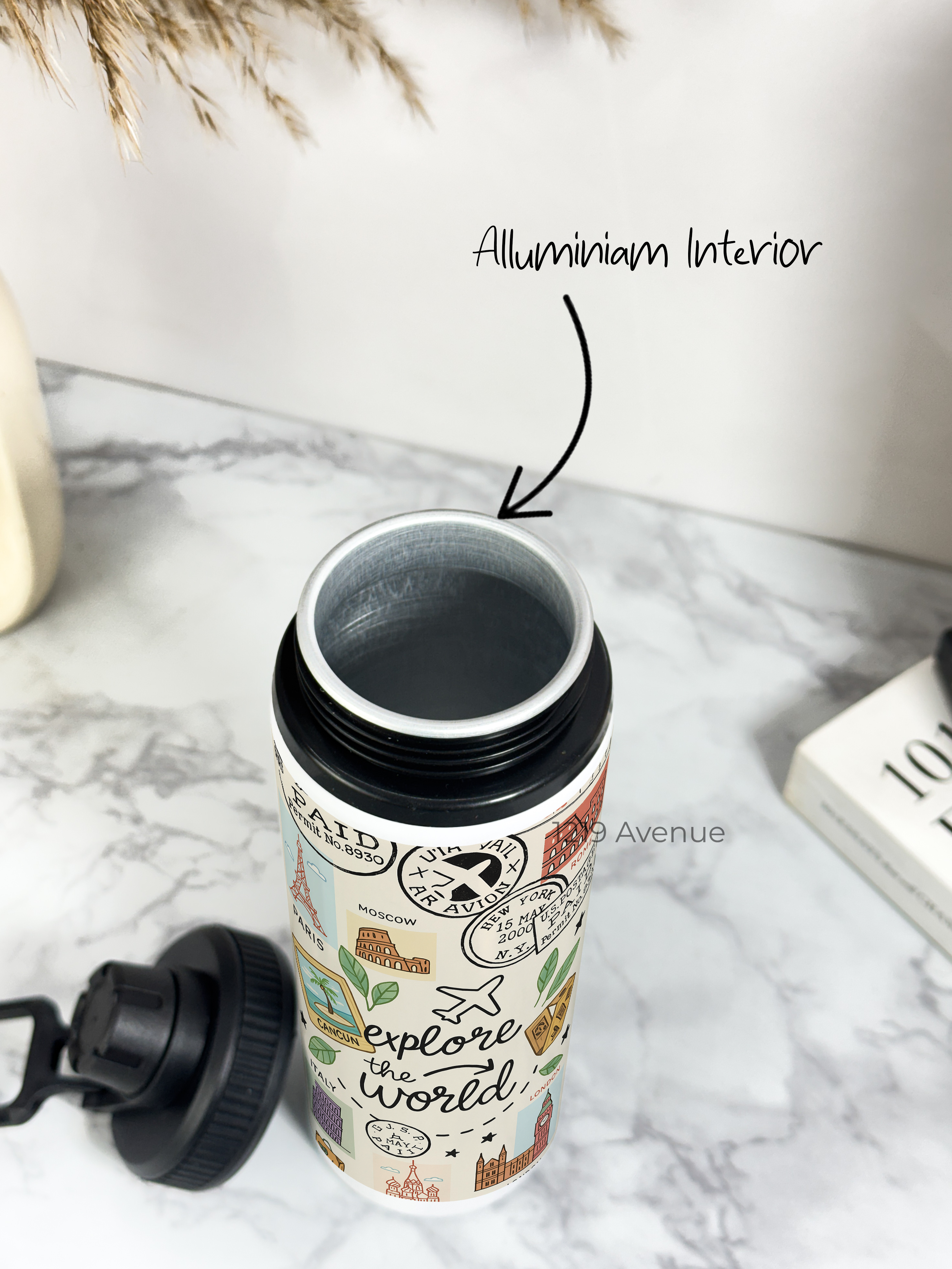 Tank-Sip Bottle 750ml | Wanderer Print | Leak Proof | Printed Bottle with Carry Hook, Durable & Stylish