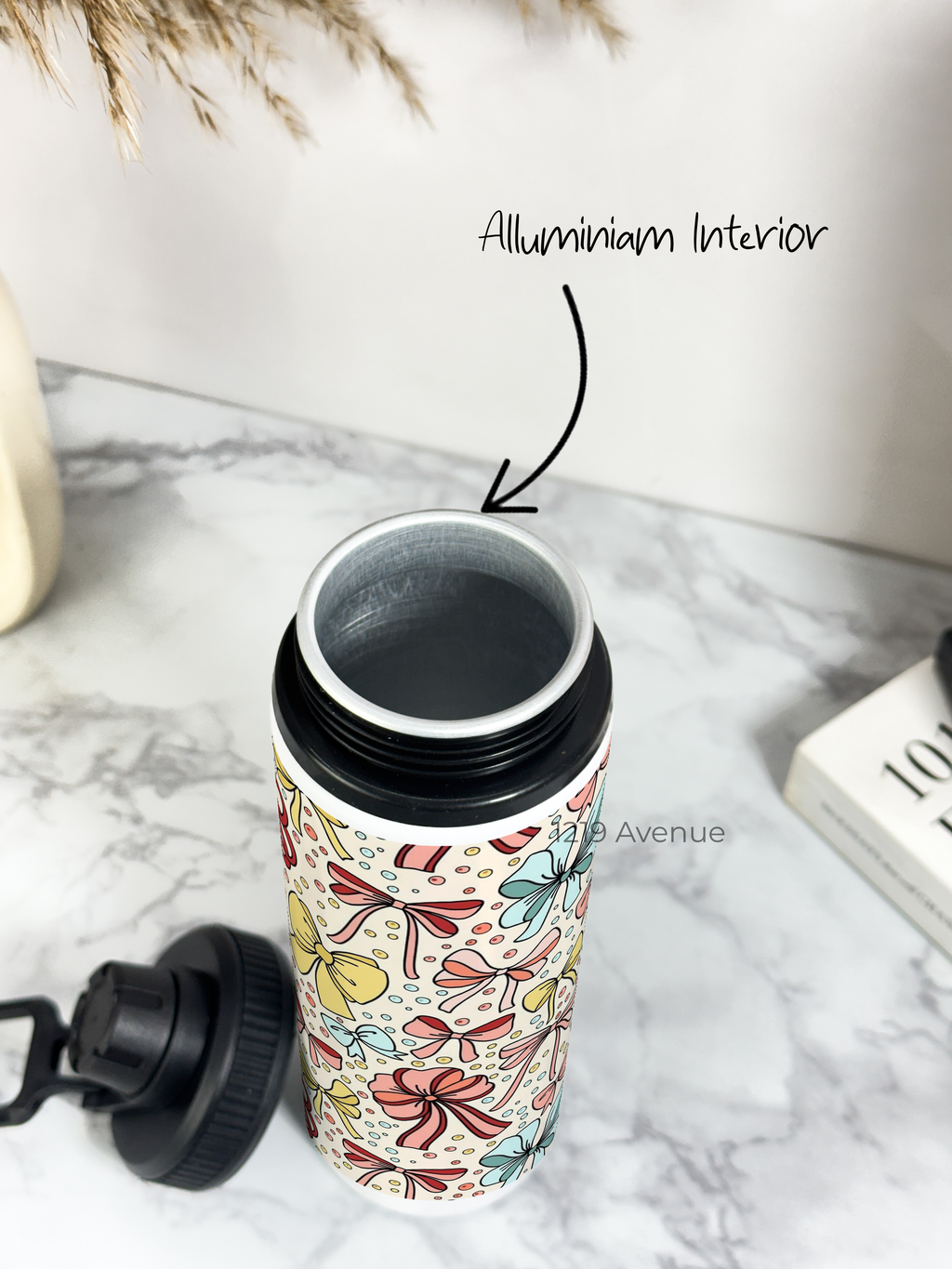 Tank-Sip Bottle 750ml | Bows Beauty Print | Leak Proof | Printed Bottle with Carry Hook, Durable & Stylish