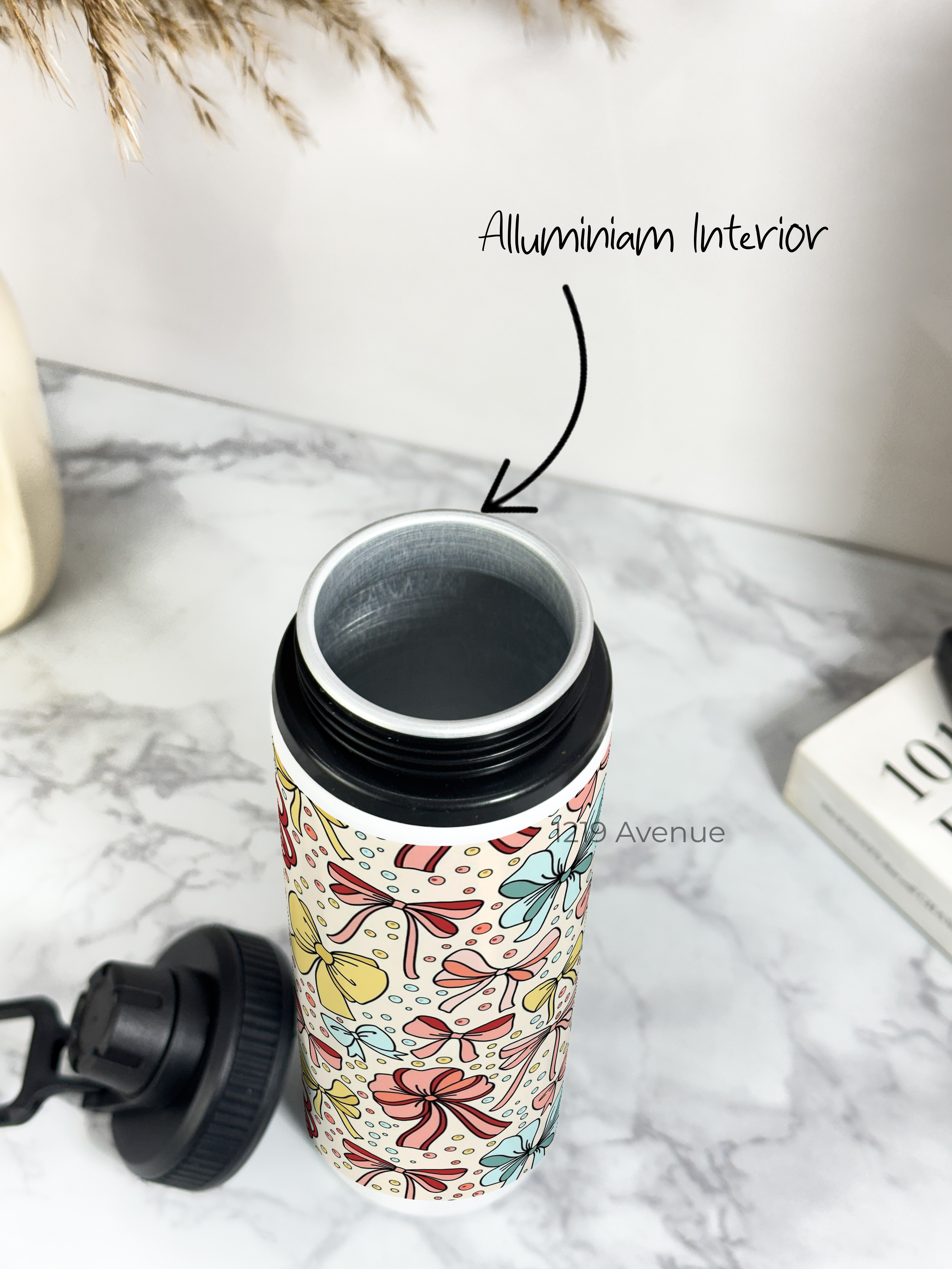 Tank-Sip Bottle 750ml | Bows Beauty Print | Leak Proof | Printed Bottle with Carry Hook, Durable & Stylish