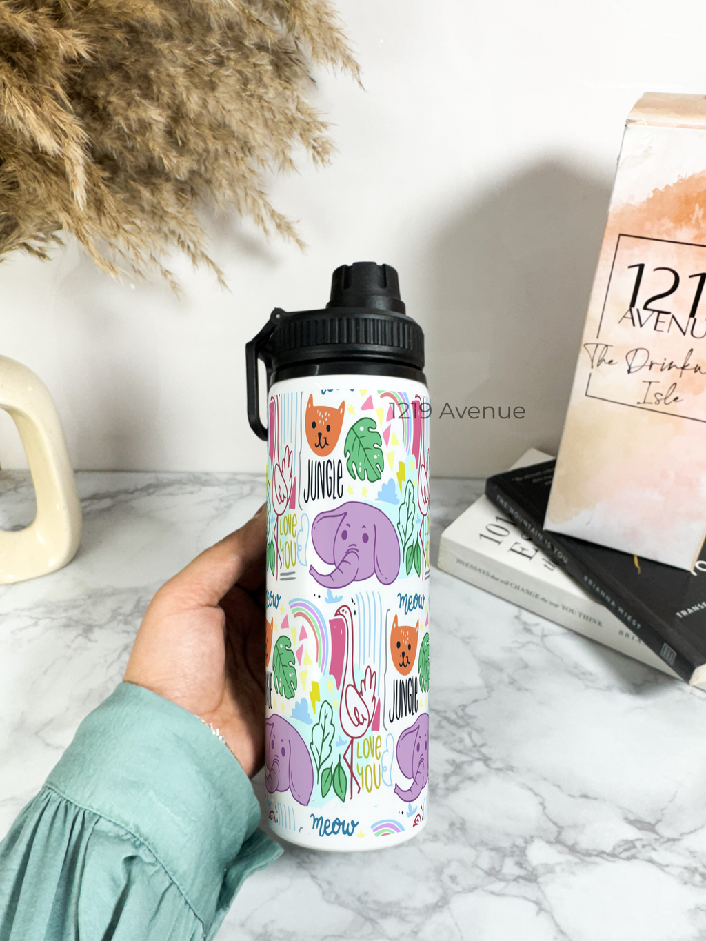 Tank-Sip Bottle 750ml | Jungle Safari Print | Leak Proof | Printed Bottle with Carry Hook, Durable & Stylish