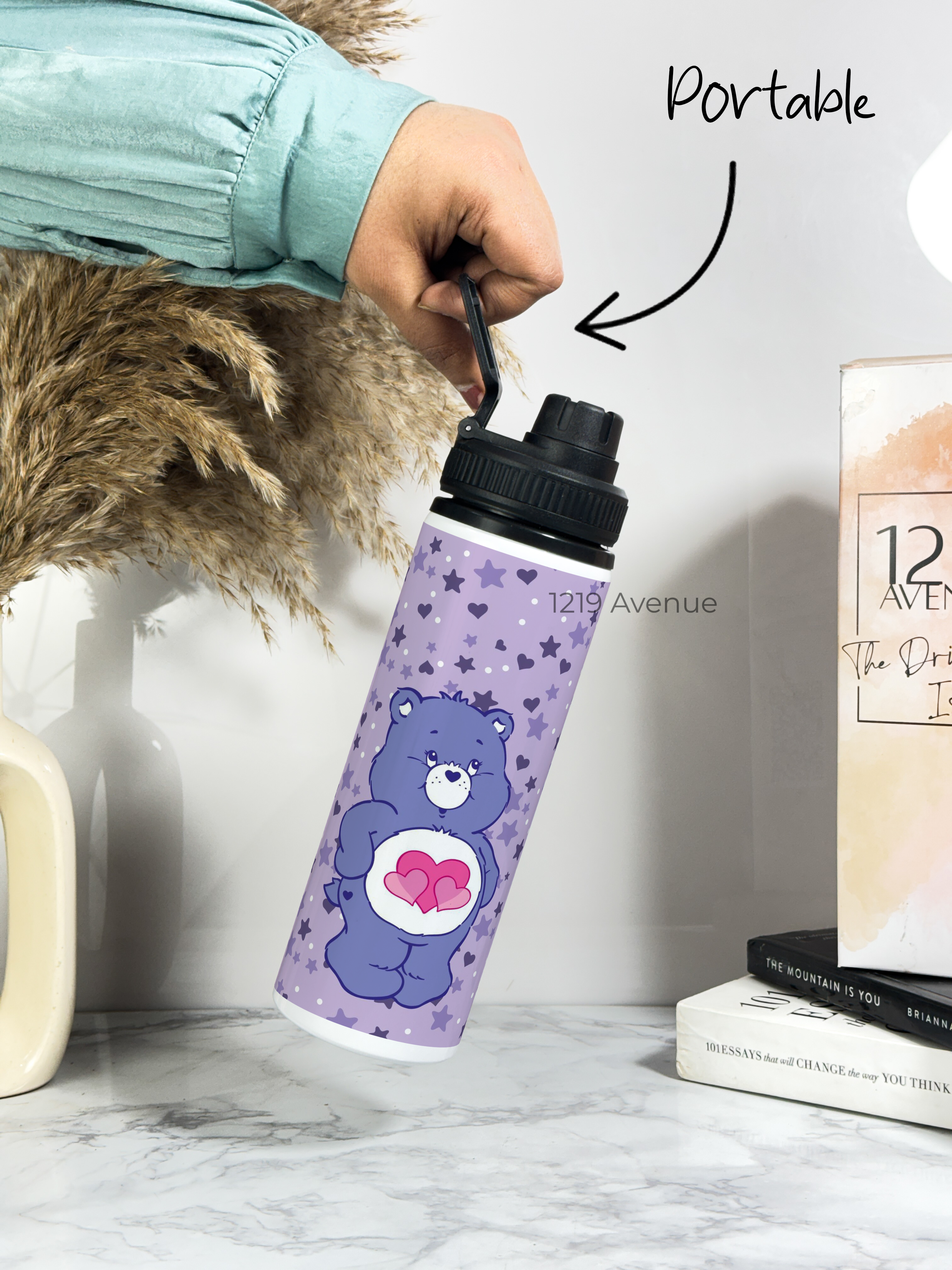 Tank-Sip Bottle 750ml | Love Ya Bear Print | Leak Proof | Printed Bottle with Carry Hook, Durable & Stylish