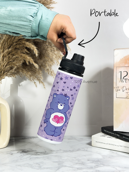 700ml Printed TANK-Sip Water Bottle | Love Ya Bear Print | For Office, School, Sports | Sipper Bottle with Carry Hook, Durable & Stylish