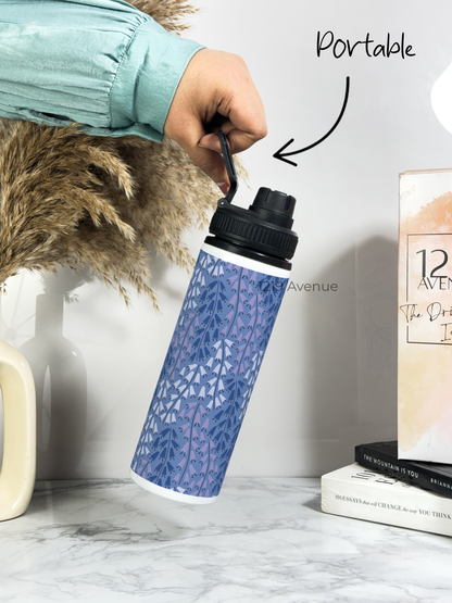 700ml Printed TANK-Sip Water Bottle | Lily Marble Print | For Office, School, Sports | Sipper Bottle with Carry Hook, Durable & Stylish