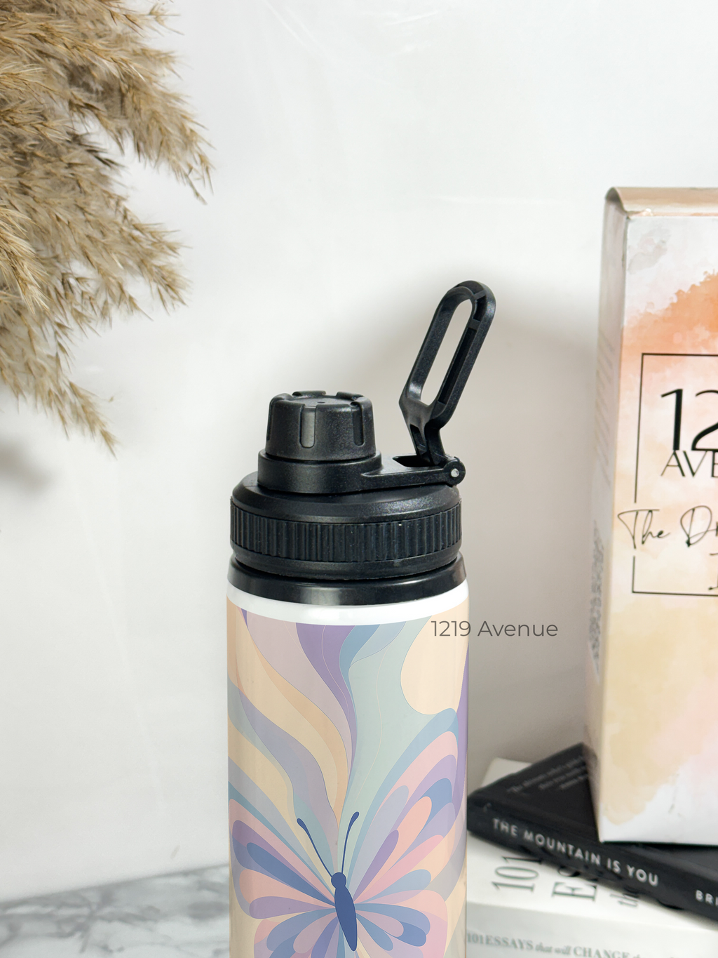 Tank-Sip Bottle 750ml |Butterfly Aura Print | Leak Proof | Printed Bottle with Carry Hook, Durable & Stylish