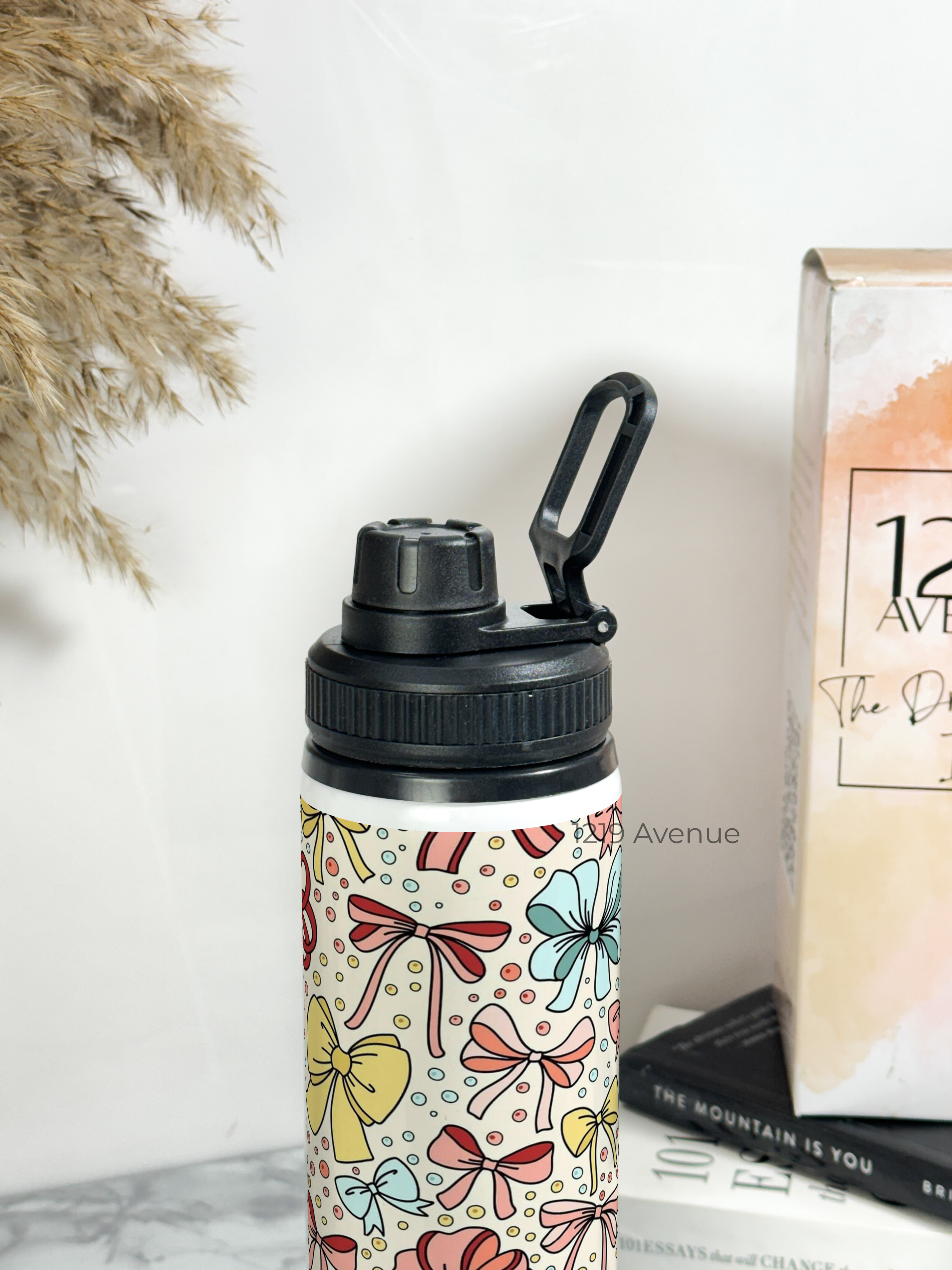 Tank-Sip Bottle 750ml | Bows Beauty Print | Leak Proof | Printed Bottle with Carry Hook, Durable & Stylish