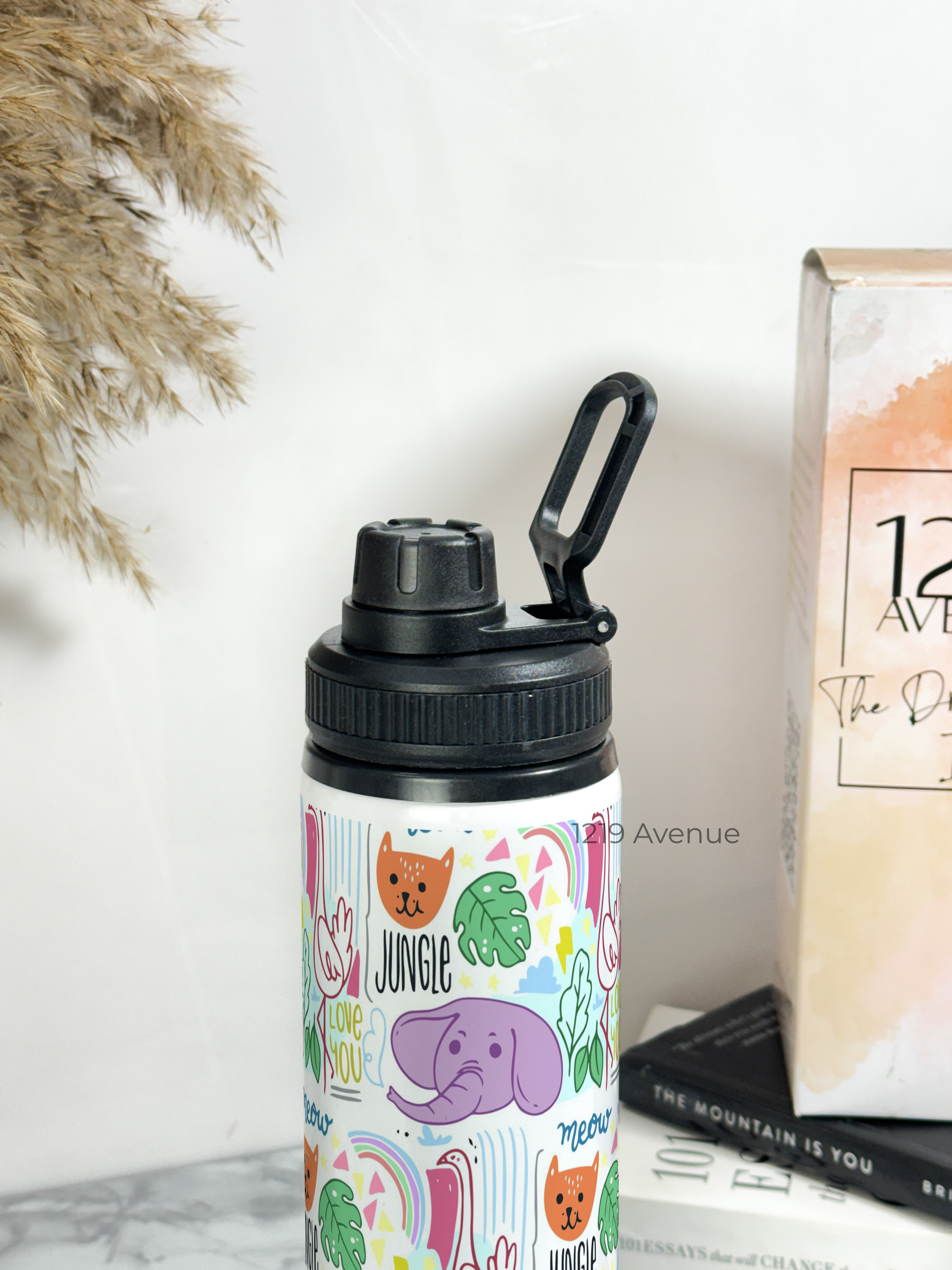Tank-Sip Bottle 750ml | Jungle Safari Print | Leak Proof | Printed Bottle with Carry Hook, Durable & Stylish