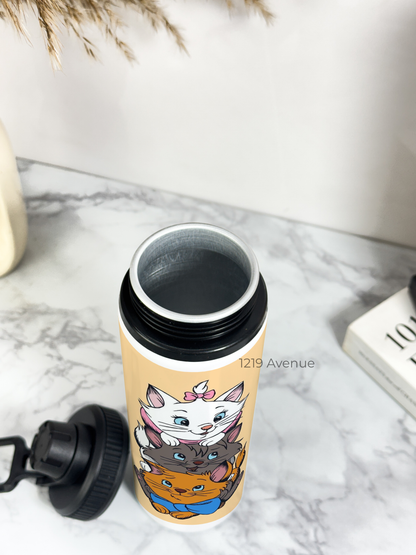 700ml Printed TANK-Sip Water Bottle | Cat Love Print | For Office, School, Sports | Sipper Bottle with Carry Hook, Durable & Stylish
