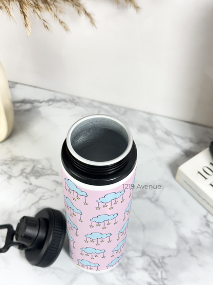 700ml Printed TANK-Sip Water Bottle | Starry Clouds Print | For Office, School, Sports | Sipper Bottle with Carry Hook, Durable & Stylish