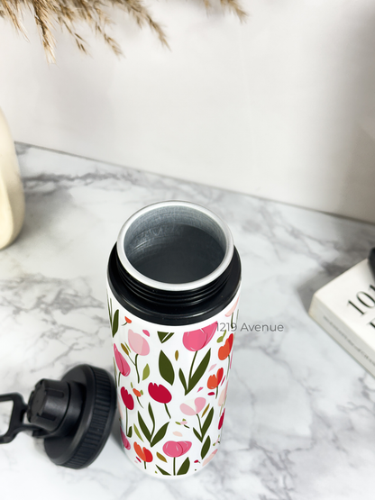700ml Printed TANK-Sip Water Bottle | Flowers In Garden Print | For Office, School, Sports | Sipper Bottle with Carry Hook, Durable & Stylish