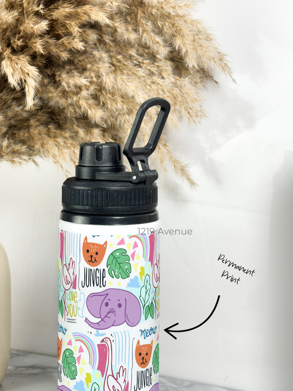 Tank-Sip Bottle 750ml | Jungle Safari Print | Leak Proof | Printed Bottle with Carry Hook, Durable & Stylish