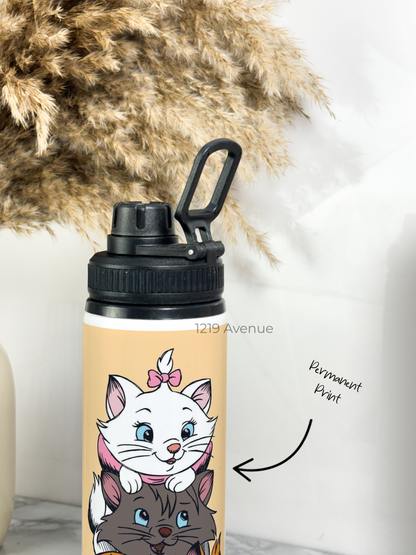 700ml Printed TANK-Sip Water Bottle | Cat Love Print | For Office, School, Sports | Sipper Bottle with Carry Hook, Durable & Stylish