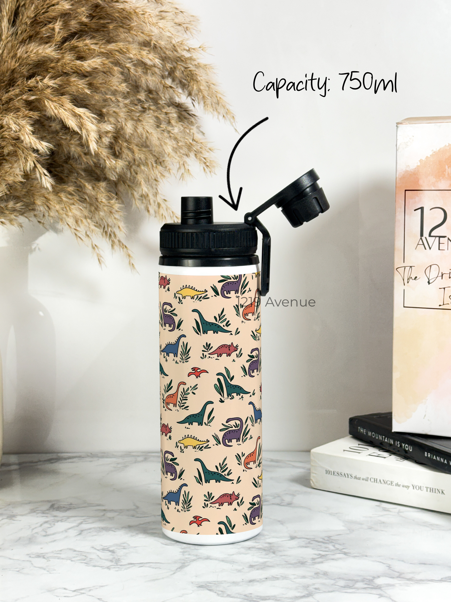 700ml Printed TANK-Sip Water Bottle | Lil Dino All over Print | For Office, School, Sports | Sipper Bottle with Carry Hook, Durable & Stylish
