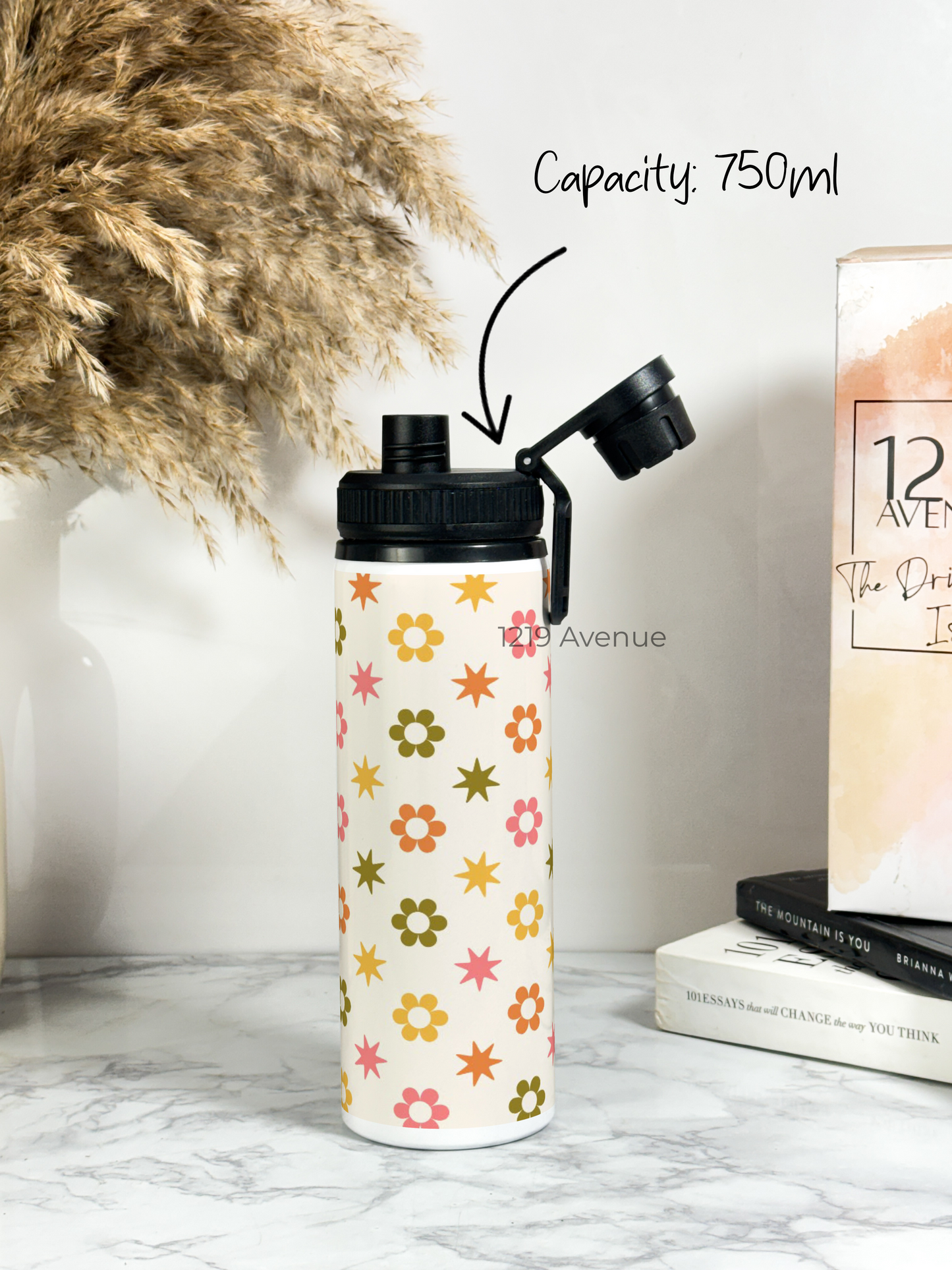 700ml Printed TANK-Sip Water Bottle | Dassy Star Print | For Office, School, Sports | Sipper Bottle with Carry Hook, Durable & Stylish
