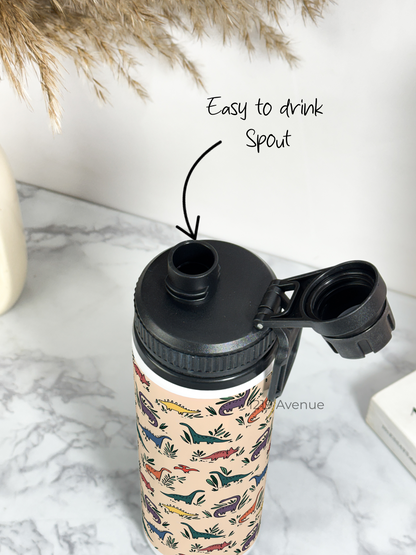 700ml Printed TANK-Sip Water Bottle | Lil Dino All over Print | For Office, School, Sports | Sipper Bottle with Carry Hook, Durable & Stylish
