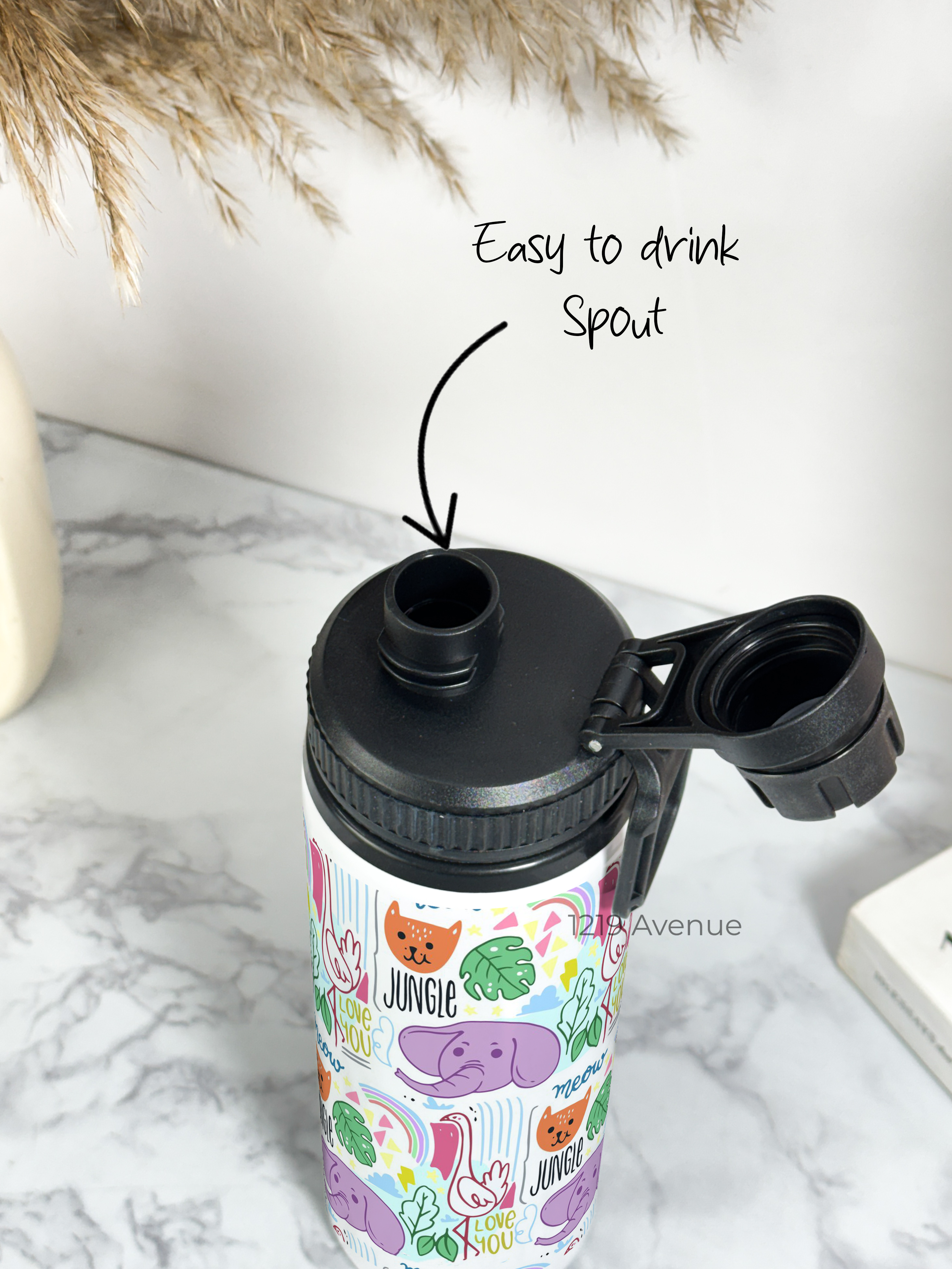 Tank-Sip Bottle 750ml | Jungle Safari Print | Leak Proof | Printed Bottle with Carry Hook, Durable & Stylish