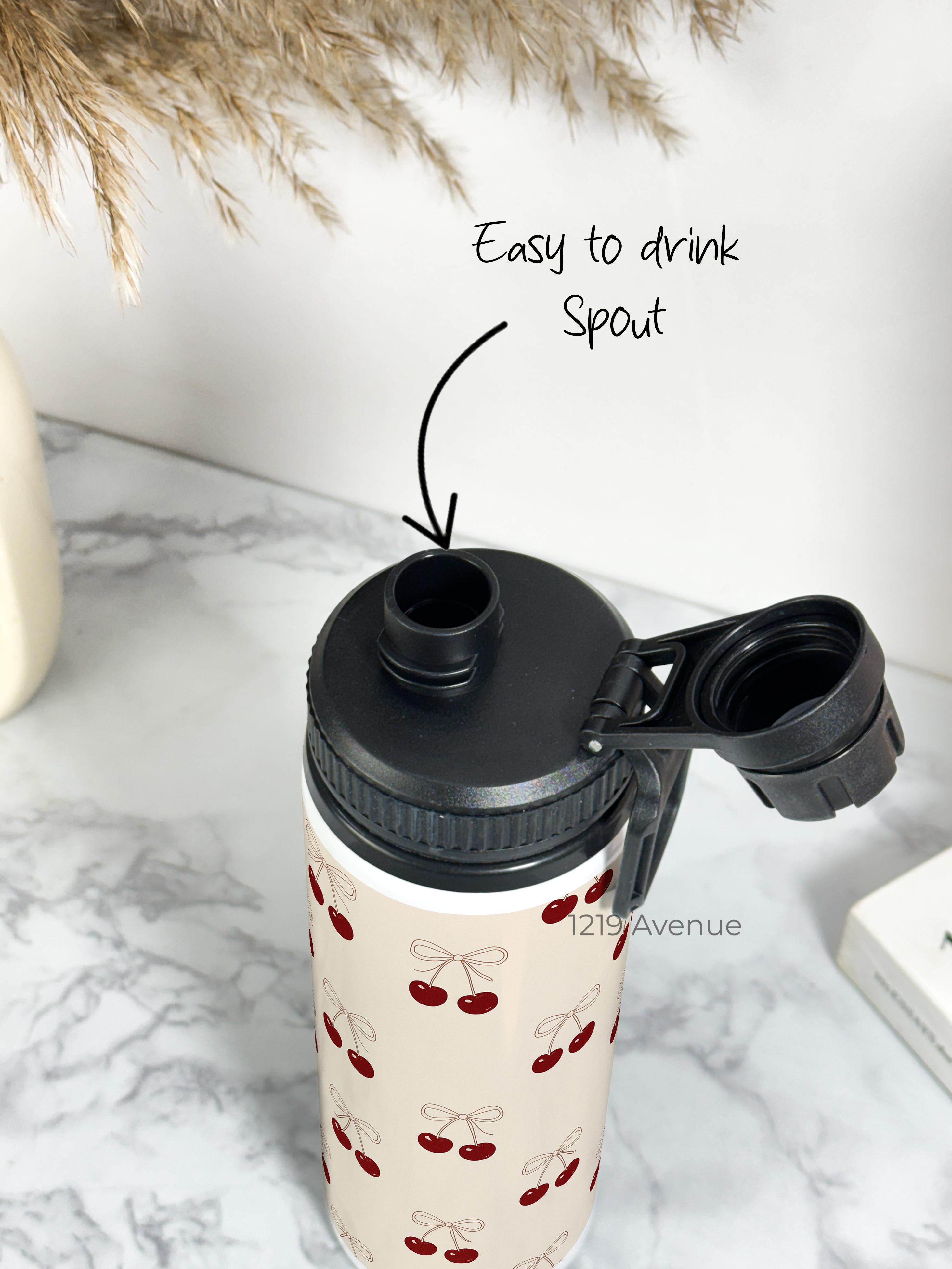 Tank-Sip Bottle 750ml | Bow Cherie Print | Leak Proof | Printed Bottle with Carry Hook, Durable & Stylish