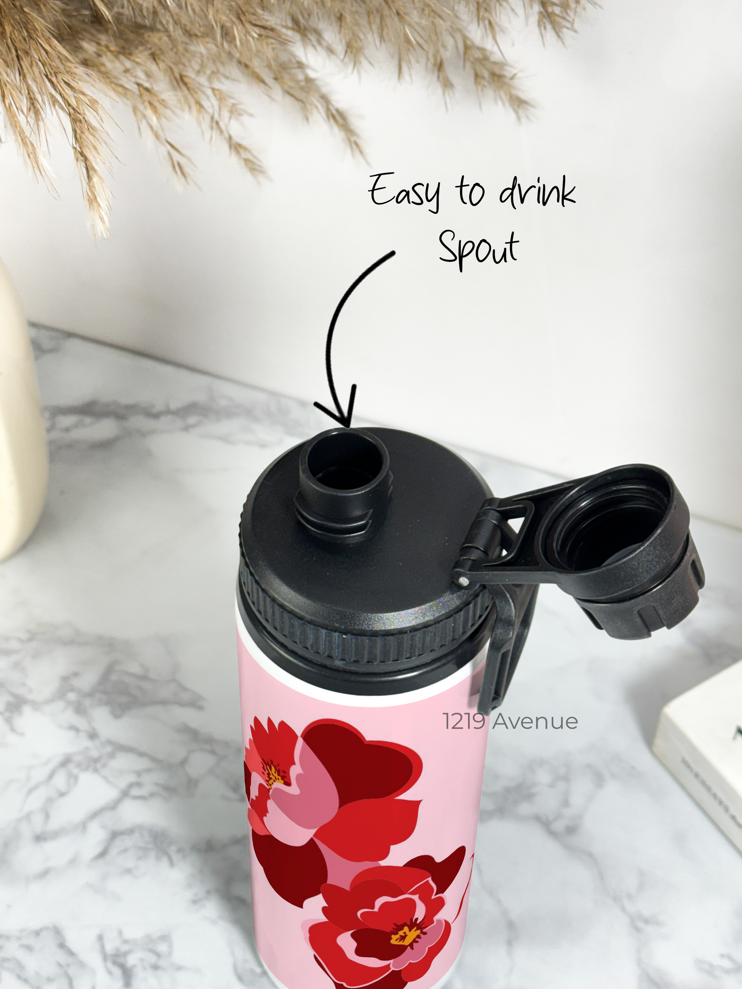700ml Printed TANK-Sip Water Bottle | Rose Love Print | For Office, School, Sports | Sipper Bottle with Carry Hook, Durable & Stylish