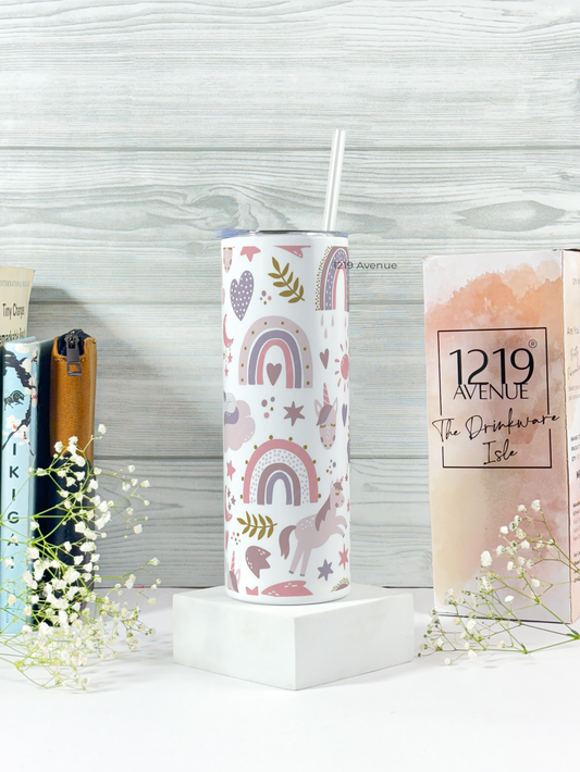 Colossal Tumbler 750ML with straw | Dreamy Unicorn Print |Double Walled Insulated Tumbler