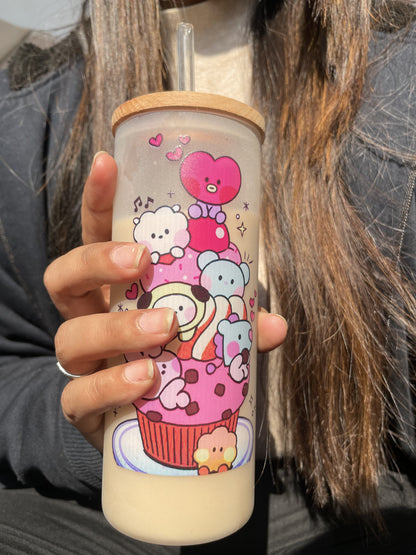 Frosted Grande Sipper 650ml| BT21 Print| 20oz Tall Tumbler with Straw and Lid