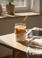 Cloud Bubble Glass Sipper 500ml | 18oz Cloud Bubble Glass Tumbler with straw