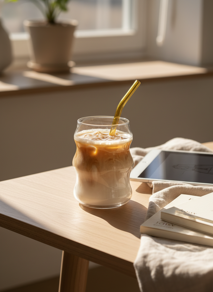 Cloud Bubble Glass Sipper 500ml | 18oz Cloud Bubble Glass Tumbler with straw