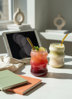Cloud Bubble Glass Sipper 500ml | 18oz Cloud Bubble Glass Tumbler with straw