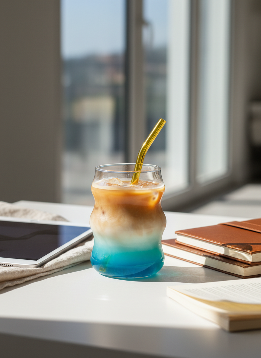 Cloud Bubble Glass Sipper 500ml | 18oz Cloud Bubble Glass Tumbler with straw
