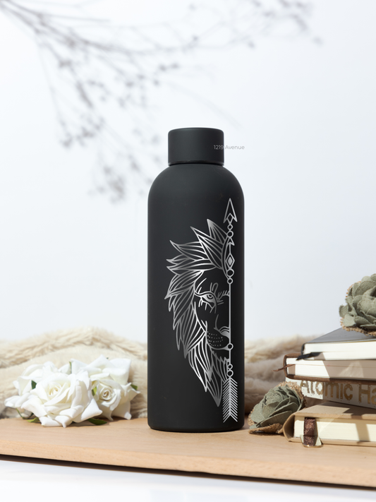 Bae-Sic Bottles 500 ML |Fierce Lion Print | Double Walled Hot And Cold Bottles