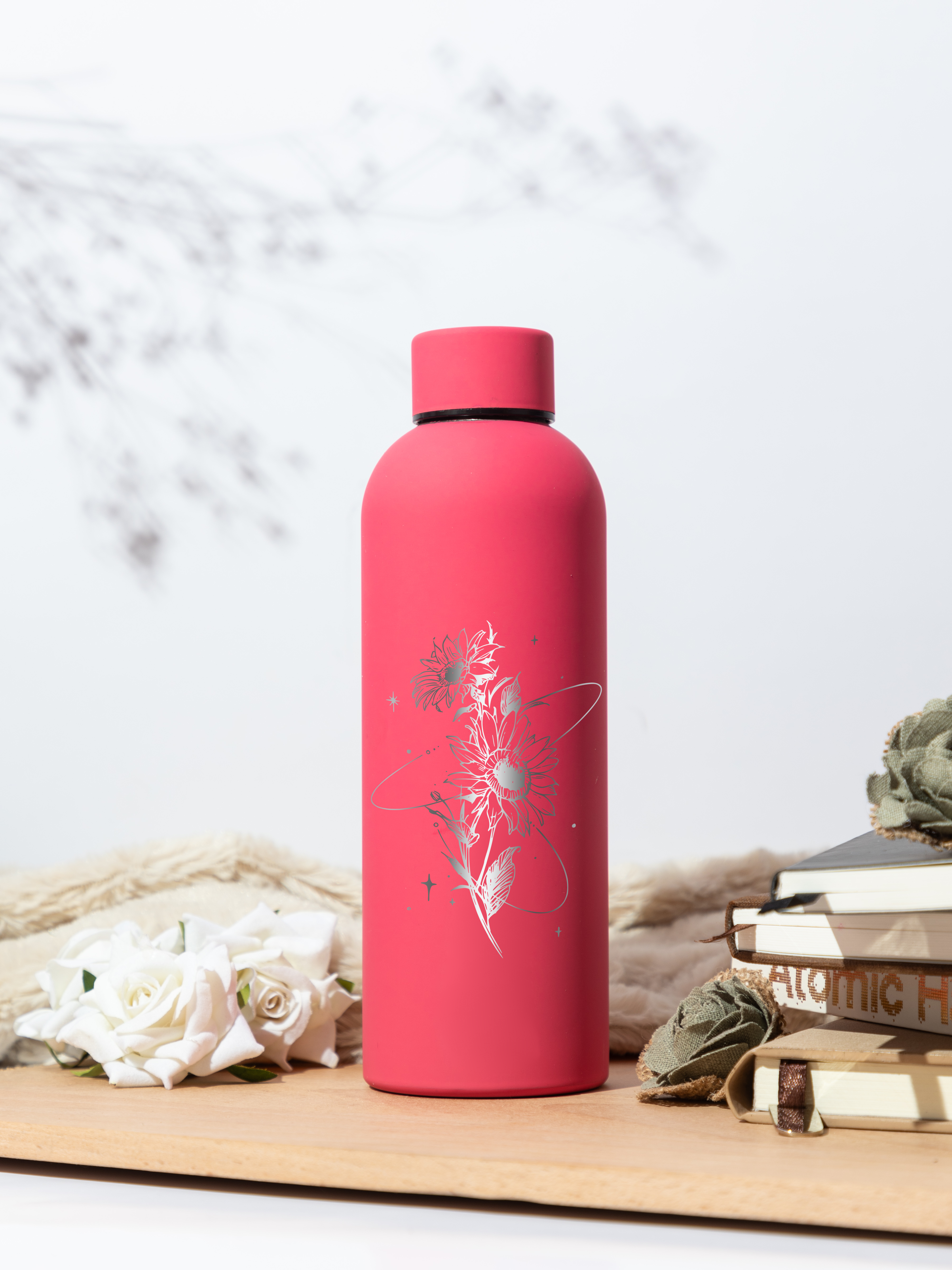 Bae-Sic Bottles 500 ML |Sunflower Universe Print | Double Walled Hot And Cold Bottles