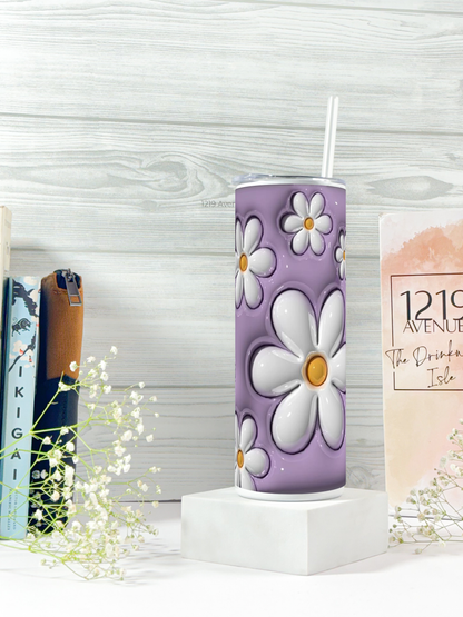 Colossal Tumbler 750ML with silicon straw| Blossom Burst Print |Double Walled Insulated Tumbler