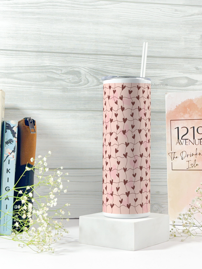 Colossal Tumbler 750ml with Straw |Heart String Print| Double Walled Insulated Tumbler 26oz