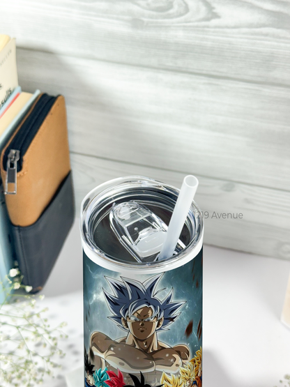 Colossal Tumbler 750ML with silicon straw| Goku Transitions Print |Double Walled Insulated Tumbler