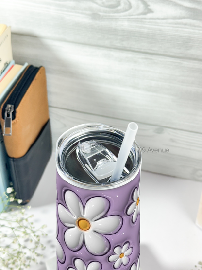 Colossal Tumbler 750ML with silicon straw| Blossom Burst Print |Double Walled Insulated Tumbler