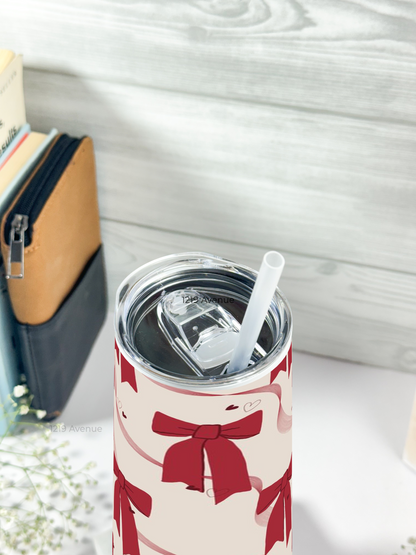 Colossal Tumbler 750ML with straw| Merry bows Print |Double Walled Insulated Tumbler