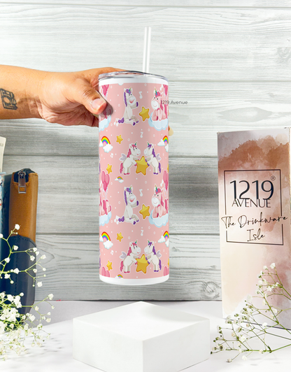 Colossal Tumbler 750ML with straw | Unicorn Magic Print |Double Walled Insulated Tumbler