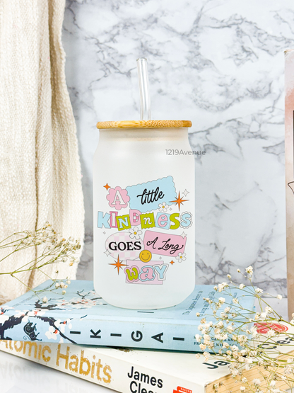 Frosted Can Shaped Sipper 500ml |Kill em With Kindness  Print| 17oz Can Tumbler with Straw and Lid