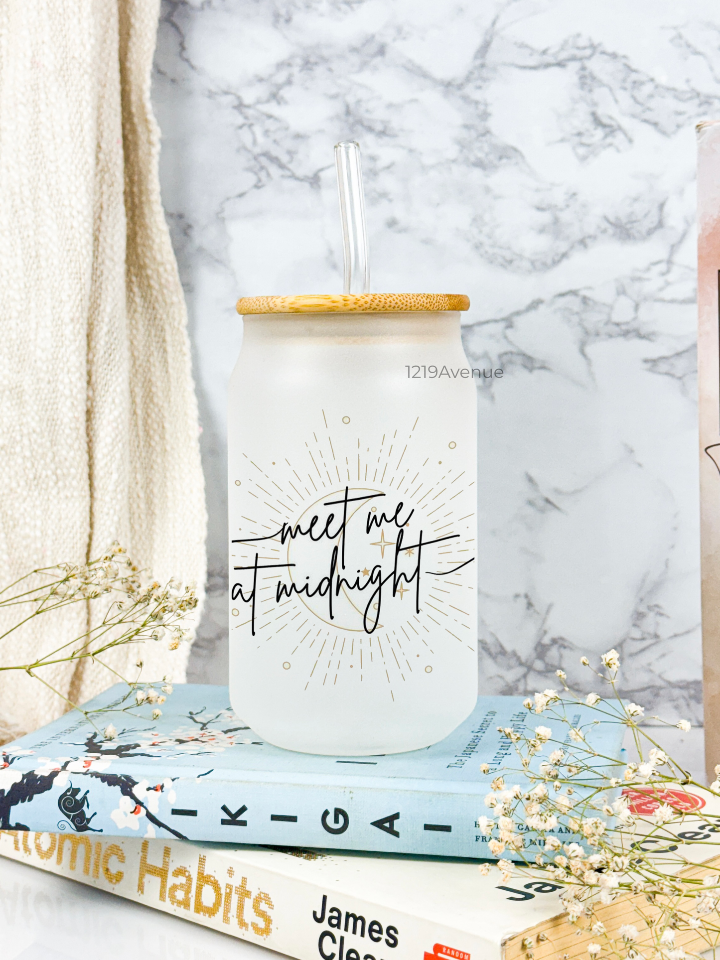 Frosted Can Shaped Sipper 500ml |midnight meet Print| 17oz Can Tumbler with Straw and Lid