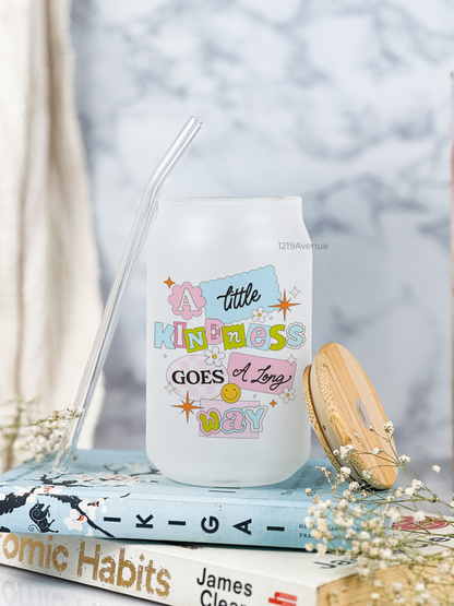 Frosted Can Shaped Sipper 500ml |Kill em With Kindness  Print| 17oz Can Tumbler with Straw and Lid