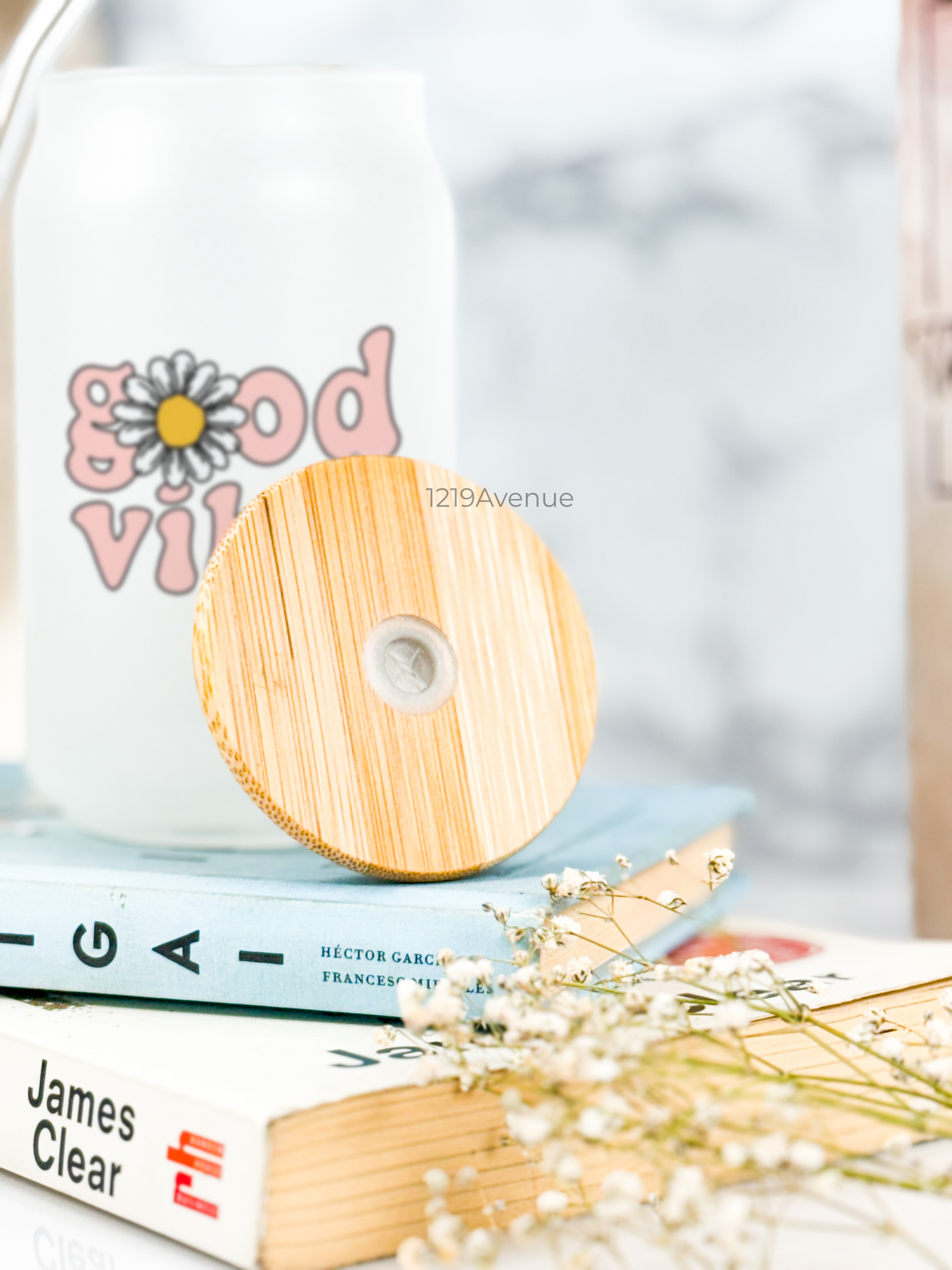 Frosted Can Shaped Sipper 500ml| Good Vibes Print| 17oz Can Tumbler with Lid and Straw