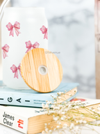 Frosted Can Shaped Sipper 500ml |Bows All Over Print| 17oz Can Tumbler with Straw and Lid
