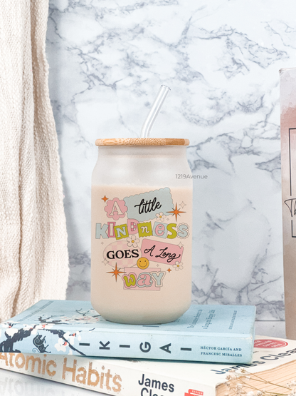 Frosted Can Shaped Sipper 500ml |Kill em With Kindness  Print| 17oz Can Tumbler with Straw and Lid