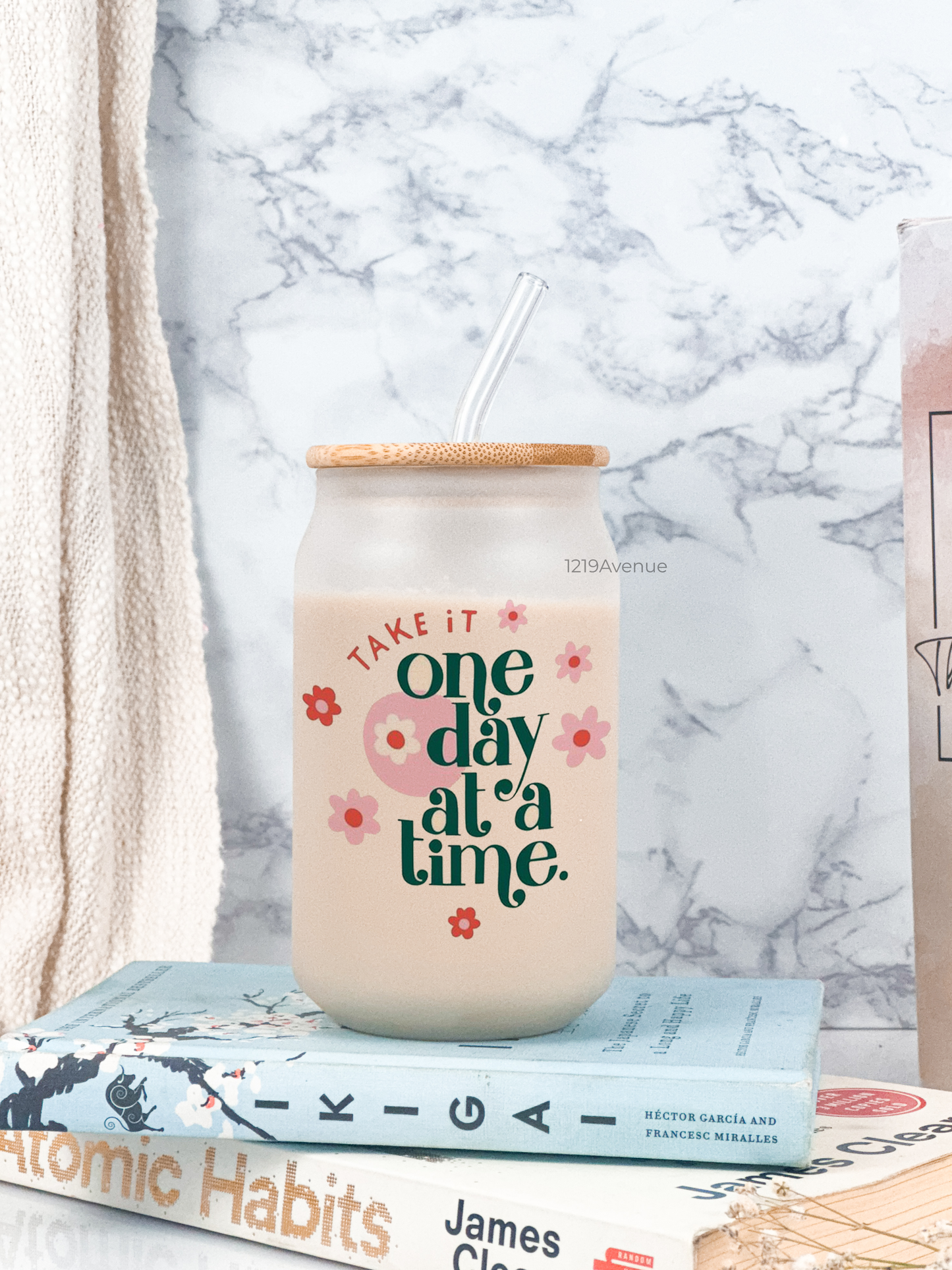 Frosted Can Shaped Sipper 500ml |Take It One Day Print| 17oz Can Tumbler with Straw and Lid