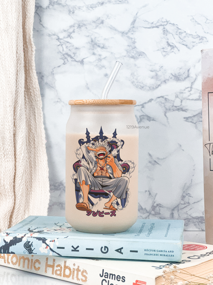 Frosted Can Shaped Sipper 500ml |Luffy Print| 17oz Can Tumbler with Straw and Lid