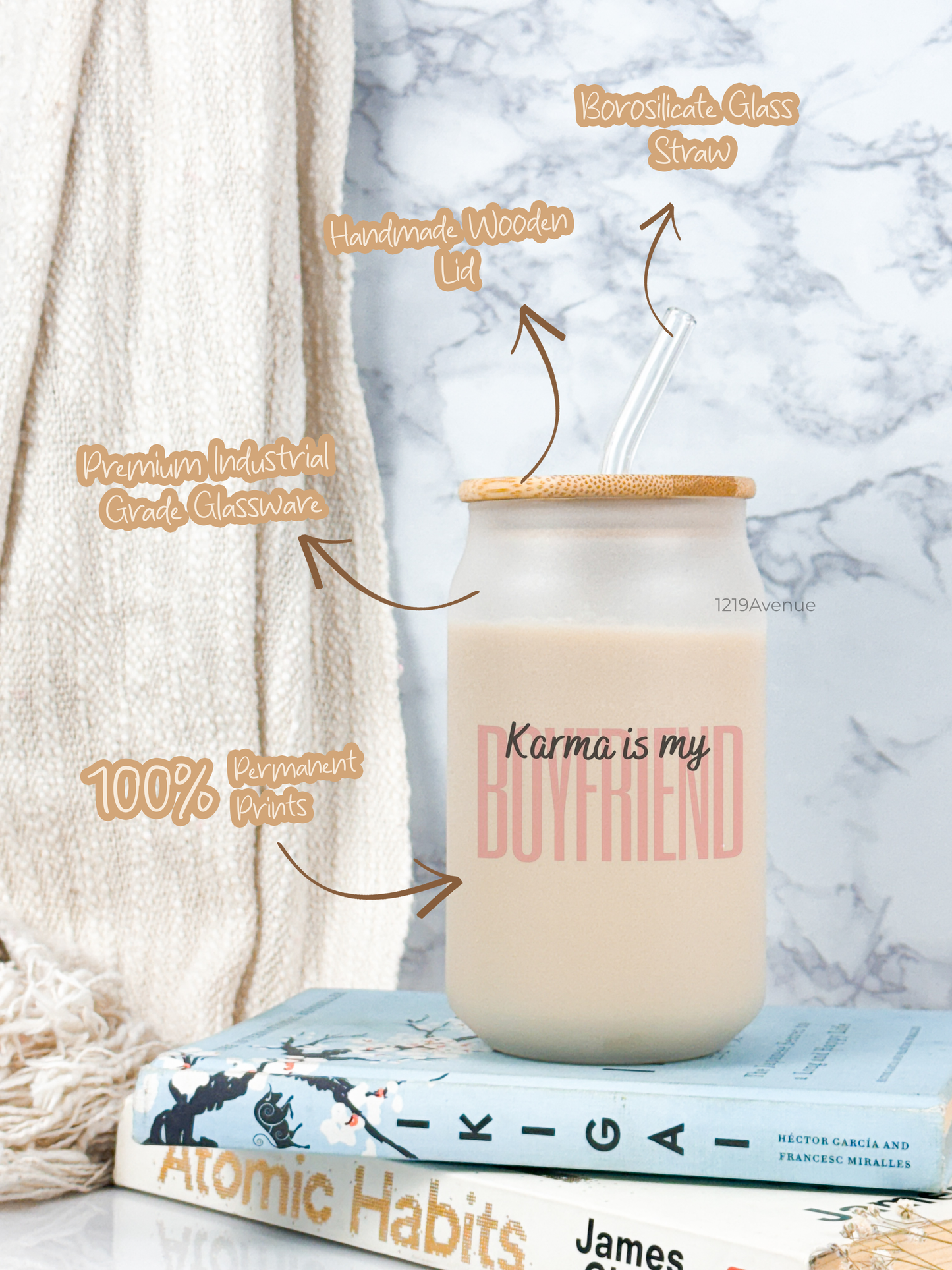 Frosted Can Shaped Sipper 500ml |Karma is my boyfriend Print| 17oz Can Tumbler with Straw and Lid