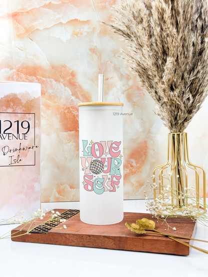 Frosted Grande Sipper 650ml| Love Yourself Print| 20oz Tall Tumbler